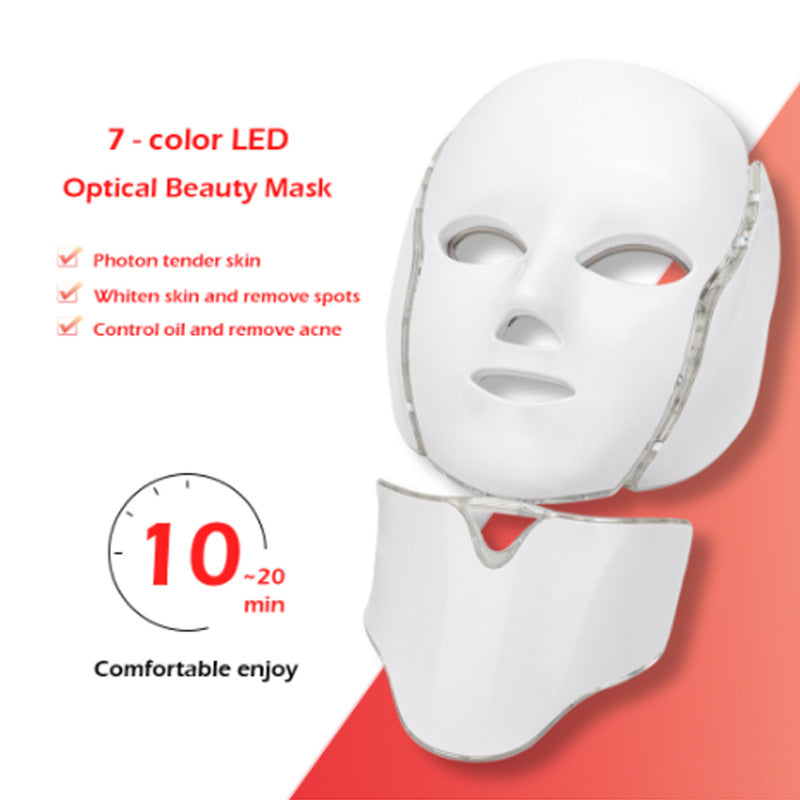 Facial mask and Neck mask; Skin Rejuvenation Beauty Apparatus with 7 color LED