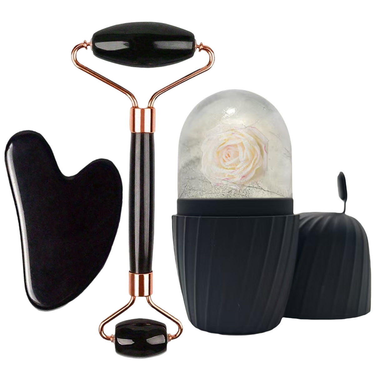 Jade Roller Facial Massage Tool Set with Ice Roller