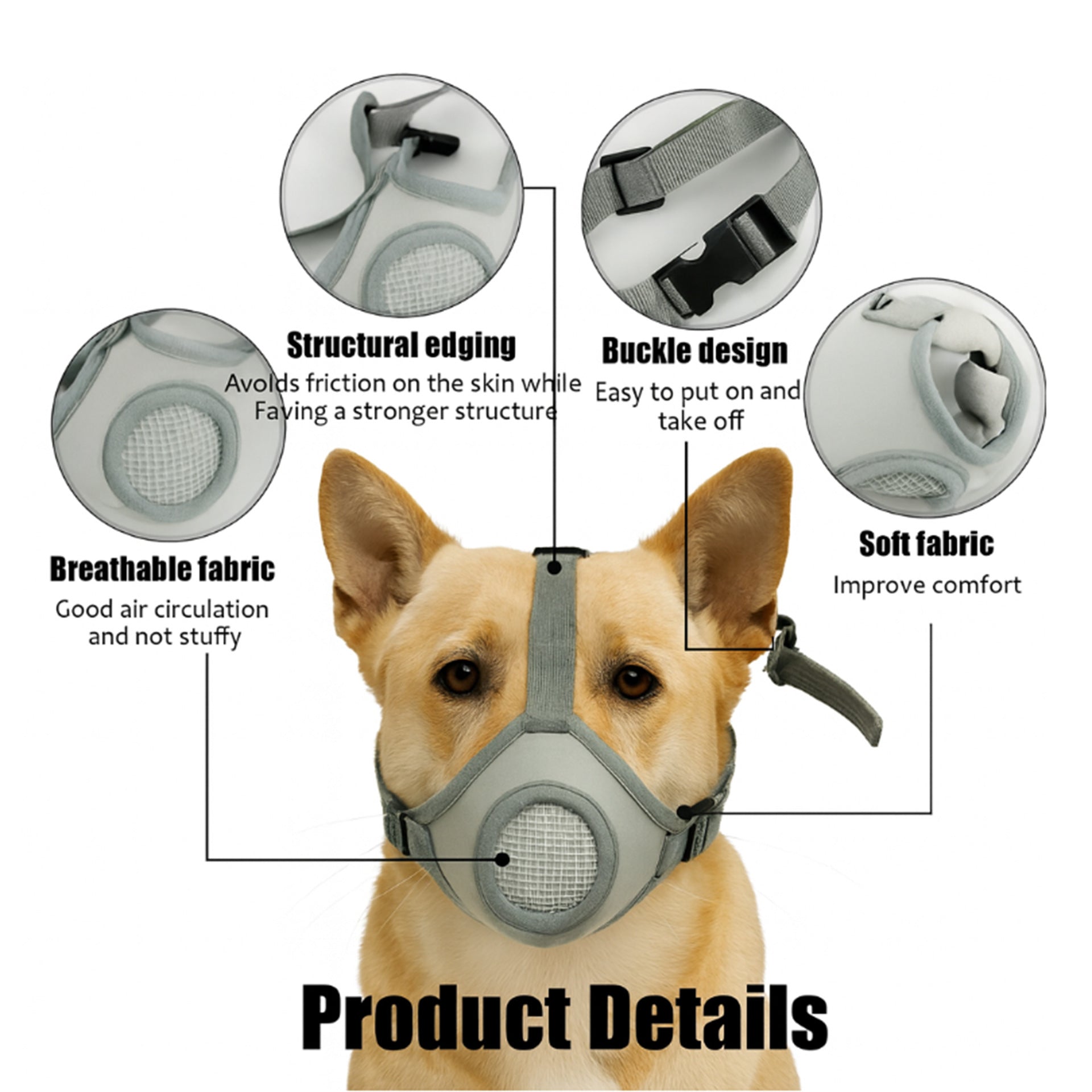 New Product Dog Muzzle To Prevent Biting, Prevent Accidental Eating, Prevent Licking After Surgery, Clean And Breathable Dog Mask Pet Supplies