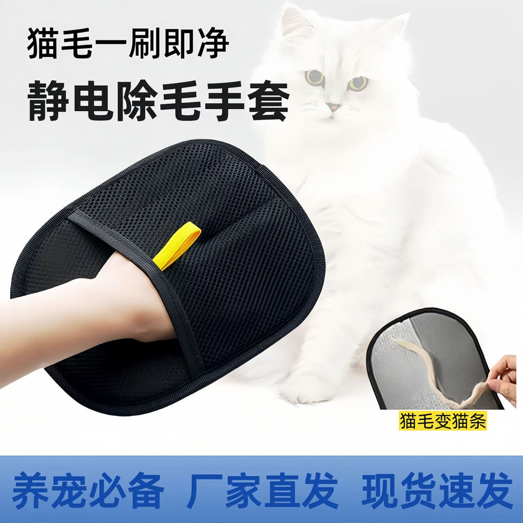 Cross-Border Pet Electrostatic Hair Removal Gloves Household Sofa Clothes Brush Two-Way Lint Gloves Hair Cleaning Brush