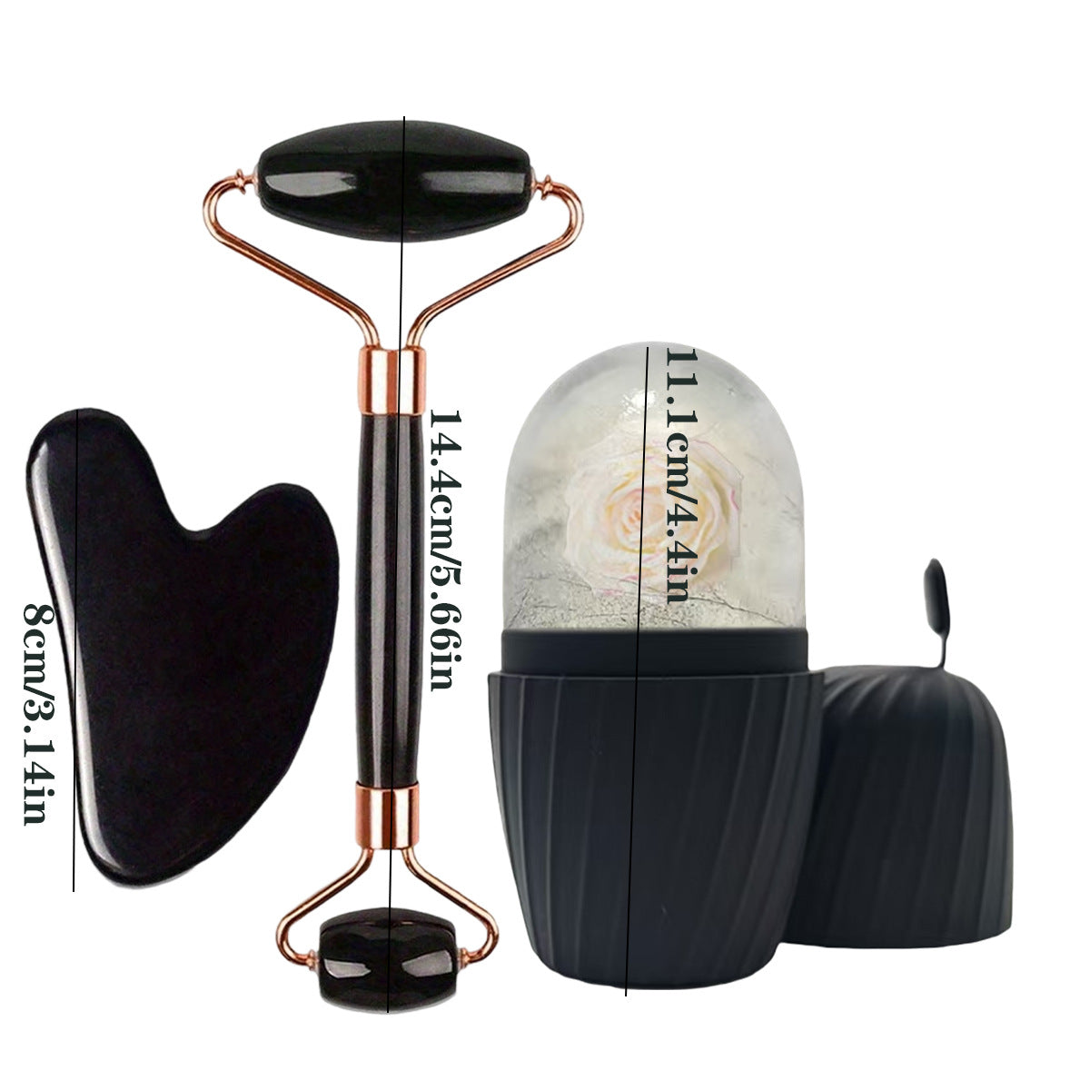 Jade Roller Facial Massage Tool Set with Ice Roller