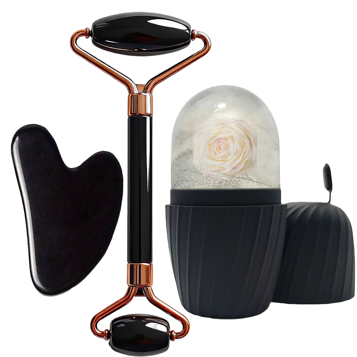 Jade Roller Facial Massage Tool Set with Ice Roller